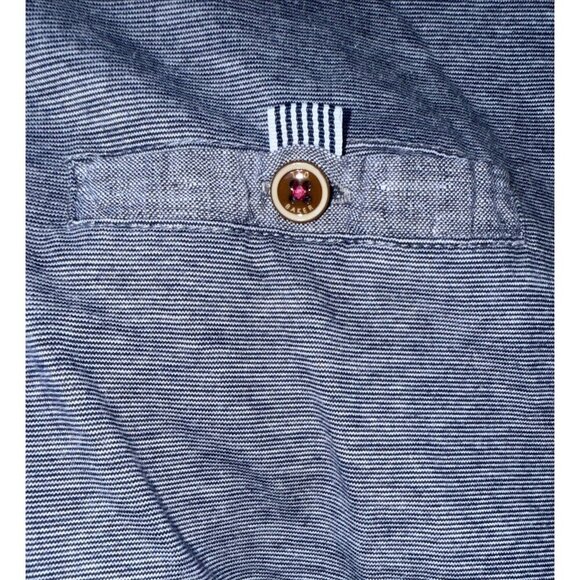 Ted Baker London Mens Short Sleeve Polo Size 7 Blue Pinstripe - Picture 5 of 12